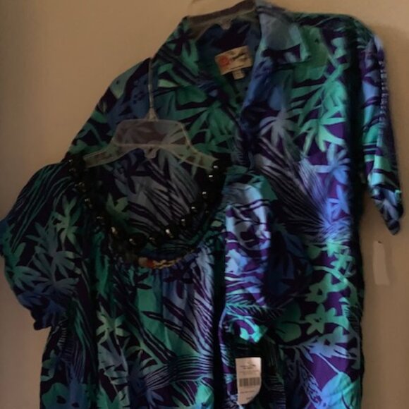 HILO HATTIE HAWAIIAN ALOHA RESORT WEAR ORIGINAL MADE IN HAWAII BLUES GREEN NEW L - Picture 12 of 12